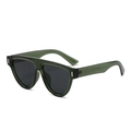 Gafas de sol de montura D extragrande verde oscuro translúcido con detalles plateados - Montura Verde Lentes Grises