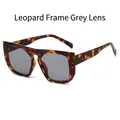 Fashionable square sunglasses with a leopard print frame and dark grey lenses - Standard (incl. 13% Invoice) Leopard Frame, Grey Lens