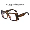 Fashionable leopard print square frame glasses with anti-blue light lenses for women - Leopard Print