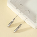 Elegant silver hammered teardrop dangle earrings for women with minimalist hook design - One Pair / White Gold