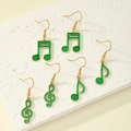 Tre paia di orecchini a nota musicale dorati con smalto verde su pietra - Set Oro Verde (3 Paia)
