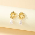 Orecchini vintage dorati con perla barocca e sfere dorate in stile francese retrò - Oro