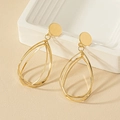 Elegant gold-tone layered waterdrop dangle earrings with three tiers of hollow loops - Gold