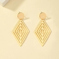Auffällige goldene geometrische Tropfenohrringe mit rautenförmigen Anhängern - Gold