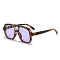 Retro aviator sunglasses in tortoiseshell frame with light purple tinted lenses - Demi Frame Purple Lens