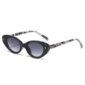 Gafas de sol ojo de gato para mujer con montura negra y patillas de mármol - Montura Negra Lente Gris Doble
