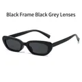 Gafas de sol ovaladas vintage con montura negra brillante y cristales gris oscuro - Montura Negra Lentes Gris Negro