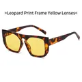 Retro square leopard print sunglasses with yellow lenses for a vintage street style - Standard (Incl. 13% Tax) Leopard Frame / Yellow Lenses