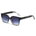 Black and zebra pattern square oversized sunglasses with gradient lenses and gold rivets - Black Frame Double Gray Lens