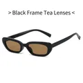 Elegantes gafas de sol ovales con montura negra brillante y lentes té retro - Montura Negra Lentes de Té