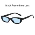 Gafas de sol ovaladas de moda con montura negra y lentes azules transparentes para mujer - Montura Negra Lentes Azules