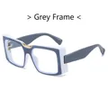 Oversized square fashion glasses in two-tone grey and white finish with gold metal bridge - Grey and White