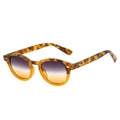 Occhiali da sole tondi retrò tartarugati con lenti sfumate viola e dettagli argento - Montatura Leopardata Lenti Grigio-Tè