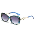 Stylish square butterfly sunglasses with gradient purple lenses and blue tortoiseshell frame - Blue Floral Frame Grey Lens
