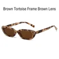 Gafas de sol ovales retro con montura de carey y lentes marrón oscuro en vista lateral - Montura de Leopardo Té Lentes Té