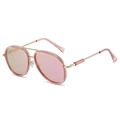 Pink lens pilot sunglasses with gold metal frame and double bridge aviator design - Regular / Gold Frame Pink Lenses