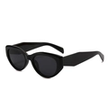Lunettes de soleil œil-de-chat noires oversize avec branches larges pour un style rétro - Monture Noire Verres Noir Gris