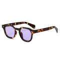 Lunettes de soleil polygonales écaille de tortue avec verres violets clairs tendance - Monture Demi Verres Violets