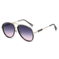 Occhiali da sole aviator oversize con montatura dorata e lenti viola sfumate - Regolare / Montatura Nera Lenti Grigio Rosa