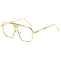Lunettes de soleil rétro monture métal dorée surdimensionnée avec verres transparents - Standard / Monture dorée standard avec verres transparents