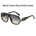 Gafas de sol retro cuadradas con montura negra y lentes degradadas de gris a rosa - Montura Negra Lentes Gris Rosa
