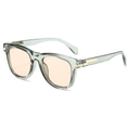Classic square frame sunglasses with transparent grey-green frames and light orange lenses - Grey Frame Pink Champagne Lens