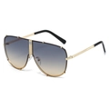 Lunettes de soleil oversize avec verres dégradés et détails métalliques dorés chic - Monture Or Verres Vert Jaune