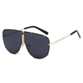Occhiali da sole aviator oversize in metallo dorato con borchie e lenti grigio scuro - Montatura Oro Lenti Grigie