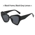 Gafas de sol negras poligonales de gran tamaño con lentes grises y borde dorado - Montura Negra Lentes Gris Negro