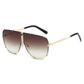 Occhiali da sole aviator oversize in metallo con lenti sfumate marroni e montatura oro - Montatura Oro Lente Tè Sfumata