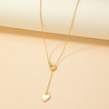 Minimalistische vergoldete Herz-Y-Halskette mit elegantem Quasten-Anhänger für Damen - Gold