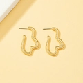Pendientes de cara abstracta en oro con líneas geométricas onduladas de estilo minimalista - Dorado
