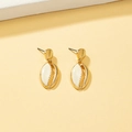 Golden shell and conch enamel drop earrings with minimalist summer beach style - Shell Shape / Gold