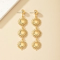 Dreilagige goldene Sonnen-Ohrhänger mit minimalistischem böhmischem Vintage-Tropfendesign - Gold