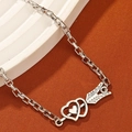 Silberne Amor-Herz-Halskette mit quadratischer Boxkette im Vintage-Punk-Stil für Damen - Weißgold