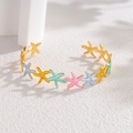 Bracciale rigido in acciaio inossidabile placcato oro 18k con stelle marine smaltate - Stella marina in smalto rosa menta giallo e blu (B款式)