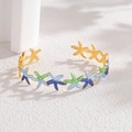 Bracciale rigido a stella marina in acciaio inossidabile dorato con smalto blu - Stella marina in smalto blu e verde (C款式)