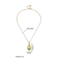 Detail of vintage 18k gold plated necklace with turquoise pendant and twisted rope chain - Double Turquoise Oval Style