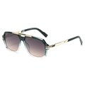 Modern oversized square aviator sunglasses with green resin frames and gradient lenses - Green Frame Grey Pink Lens