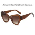 Gafas de sol oversize de polígono con montura té transparente y lentes degradadas - Montura Té Transparente Lente Degradado Té