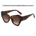 Gafas de sol geométricas de gran tamaño con montura de leopardo y cristales degradado té - Marco de Leopardo Lentes Degradadas Té