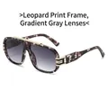 Lunettes de soleil à monture léopard avec verres gris dégradés et détails en métal doré - Monture Écaille Verres Gris Dégradés