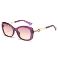 Fashionable butterfly sunglasses with purple frames and gradient pink lenses - Transparent Purple Frame Pink Yellow Lenses