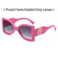 Lunettes de soleil oversize de luxe pour femmes avec monture violette et verres dégradés gris - Standard / Standard (incl. 13 % TVA) monture violette verres gris dégradé