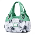 Chic mint green and floral print large cloud tote bag with stylish metallic hardware - Mint Green Ink Floral (Style 4)