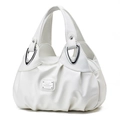Borsa a mano bianca minimalista in pelle sintetica a pieghe con dettagli in metallo - Bianco