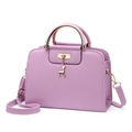 Lavender faux leather tote with floral embossing, deer pendant and adjustable strap - Light Purple
