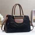 Borsa a spalla alla moda effetto nuvola con manici marroni e dettaglio scritta FASHION - Nero