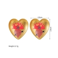 Close-up of 18k gold plated heart earrings showing 2.9cm size and sacred heart detail - Vintage Sacred Heart Arrow Style (Heart)