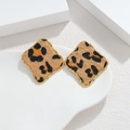 Irregular leopard print earrings with gold plating and vintage style for women - Irregular Wavy Rhombus (D款式)